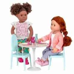 Our Generation Furniture Playset for 18" Dolls - Table for Two in White & Blue