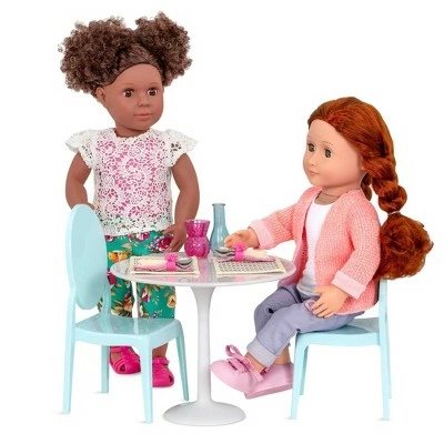 Our Generation Furniture Playset for 18" Dolls - Table for Two in White & Blue 3 Our Generation Furniture Playset for 18" Dolls - Table for Two in White & Blue