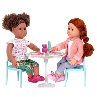 Our Generation Furniture Playset for 18" Dolls - Table for Two in White & Blue 4 Our Generation Furniture Playset for 18" Dolls - Table for Two in White & Blue - Image 2