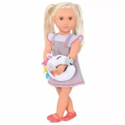 Our Generation Travel By Train with Unicorn Pillow Fashion Outfit for 18" Dolls