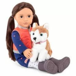 Our Generation Leslie with Plush Dog Husky 18" Doll & Pet Set